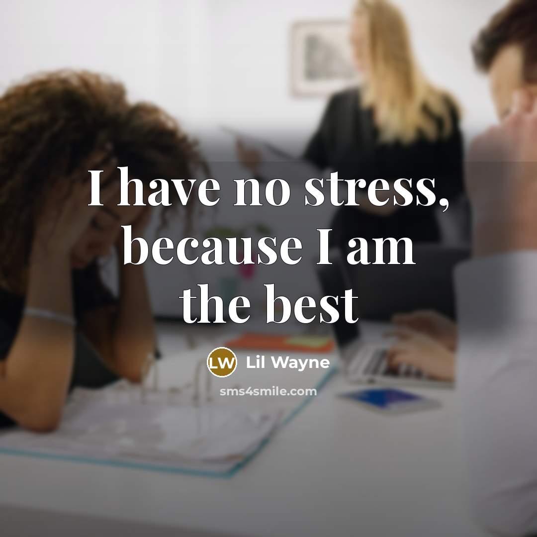 “I have no stress, because I am the best…” quote by Lil Wayne