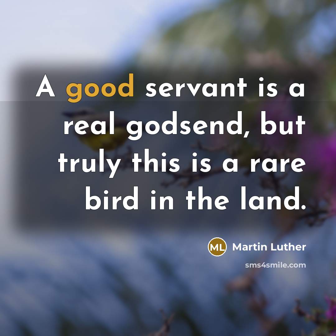 “A good servant is a real godsend, but truly this…” quote by Martin Luther