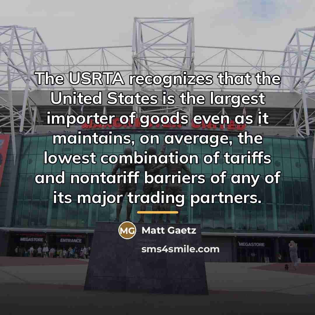 “The USRTA recognizes that the United States is the largest…” quote by Matt Gaetz