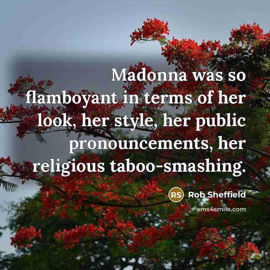 “Madonna was so flamboyant in terms of her look, her…” quote by Rob Sheffield