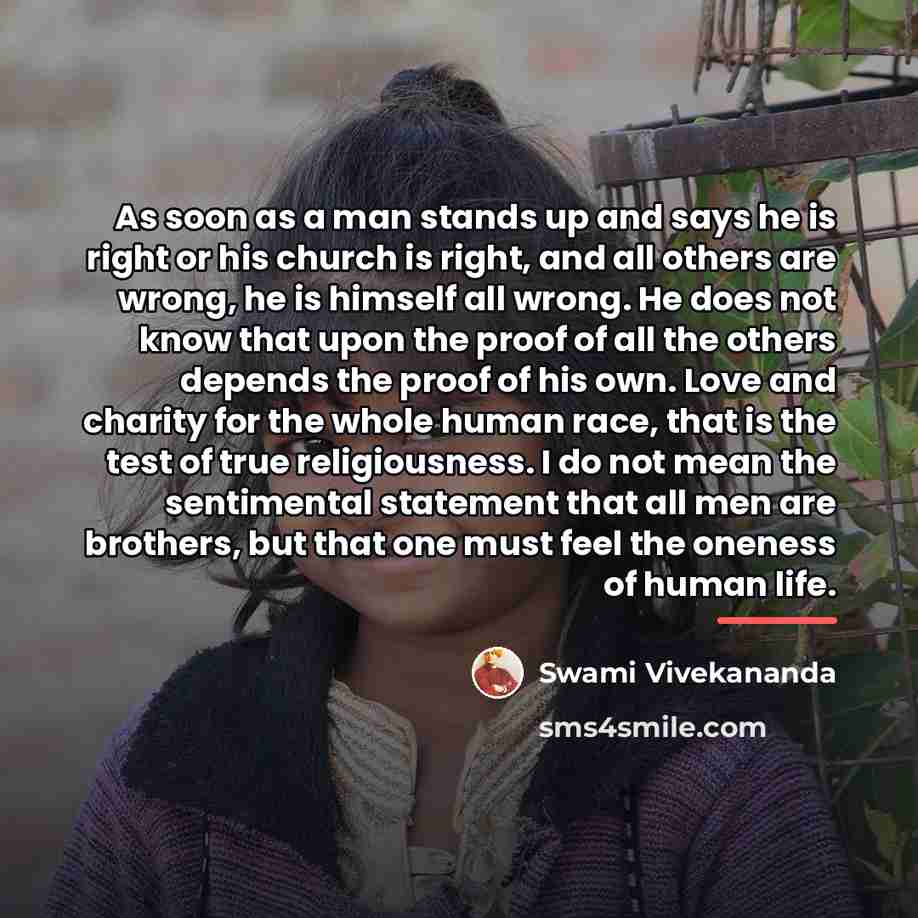 “As soon as a man stands up and says he…” quote by Swami Vivekananda