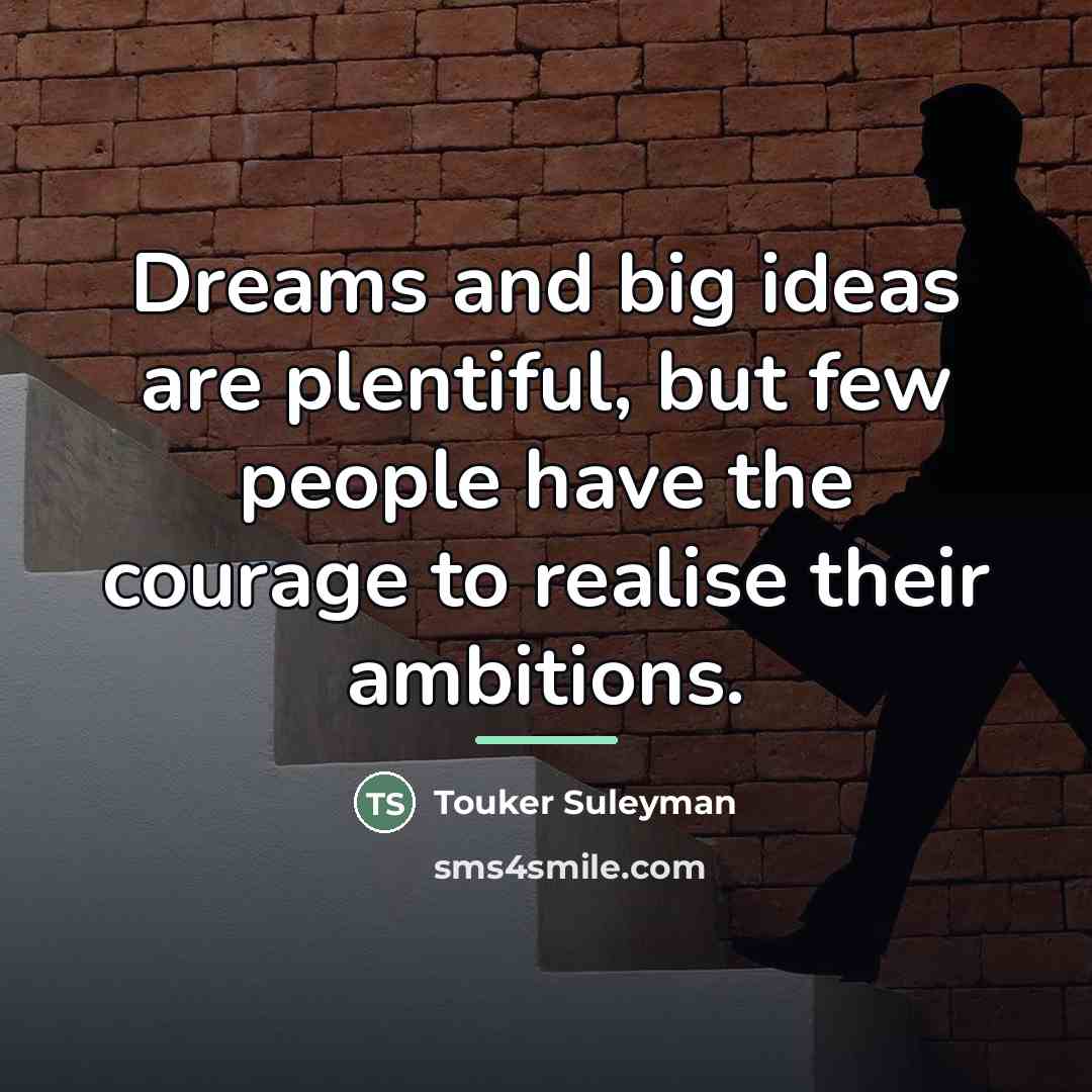 “Dreams and big ideas are plentiful, but few people have…” quote by Touker Suleyman