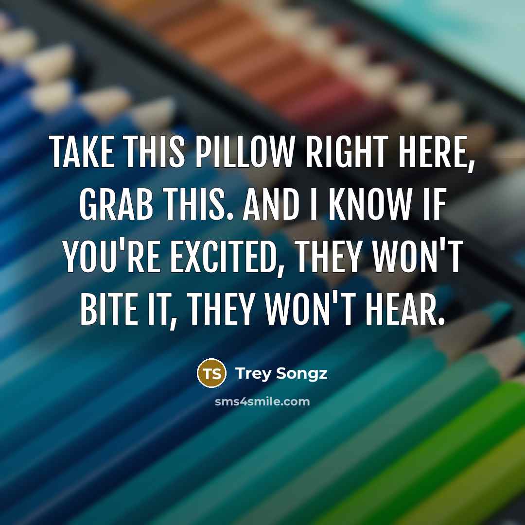 “Take this pillow right here, grab this. And I know…” quote by Trey Songz