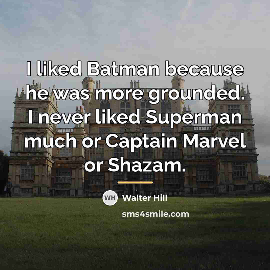 “I liked Batman because he was more grounded. I never…” quote by Walter Hill