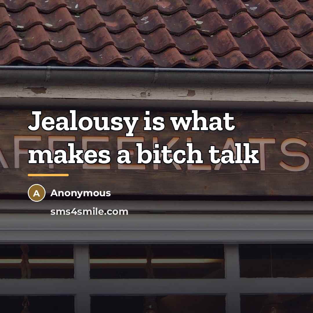 “Jealousy is what makes a bitch talk…” quote by Anonymous