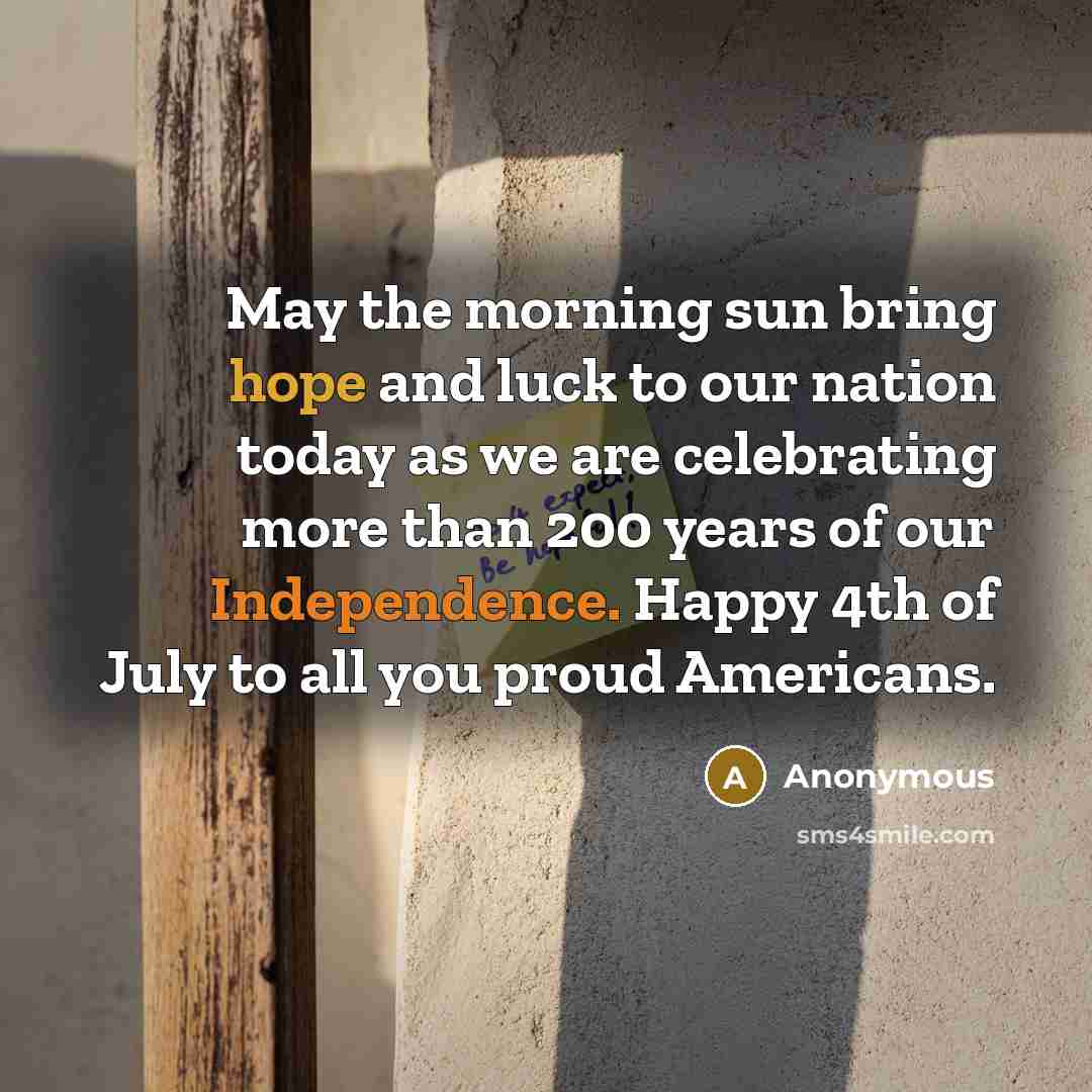 “May the morning sun bring hope and luck to our…” quote by Anonymous