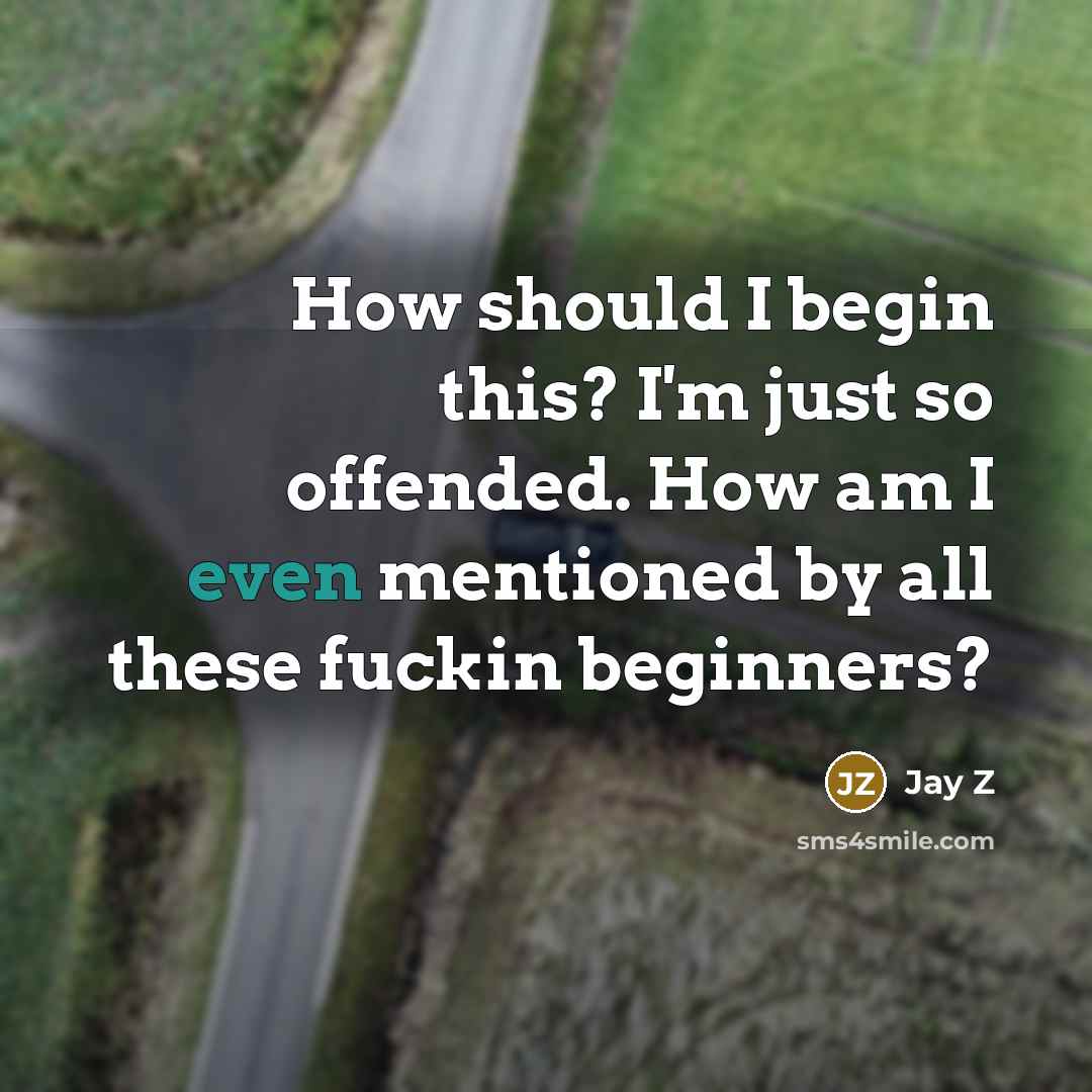 “How should I begin this? I'm just so offended. How am I even mentioned by all these fuckin beginners?” quote by Jay Z