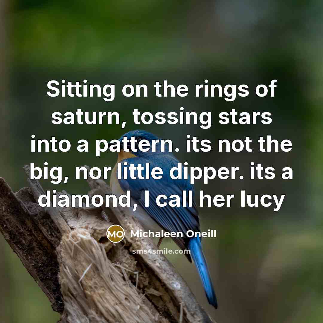 “Sitting on the rings of saturn, tossing stars into a…” quote by Michaleen Oneill