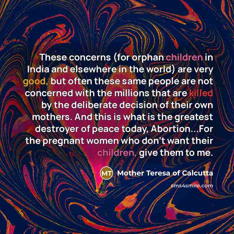 “These concerns (for orphan children in India and elsewhere in…” quote by Mother Teresa Of Calcutta