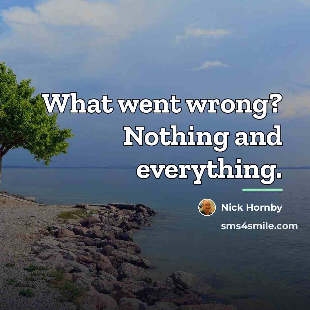 “What went wrong? Nothing and everything.…” quote by Nick Hornby