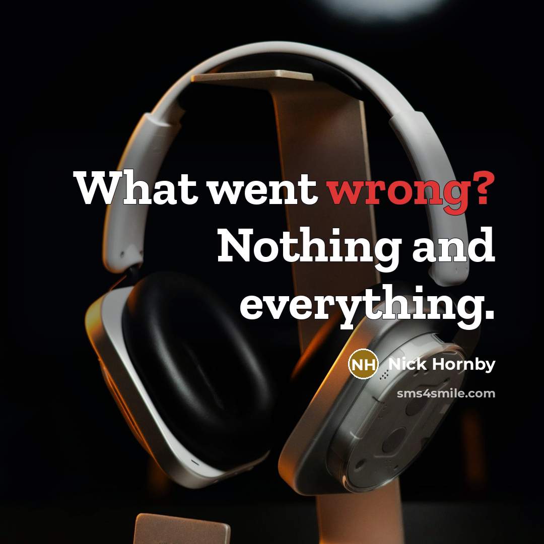 “What went wrong? Nothing and everything.” quote by Nick Hornby