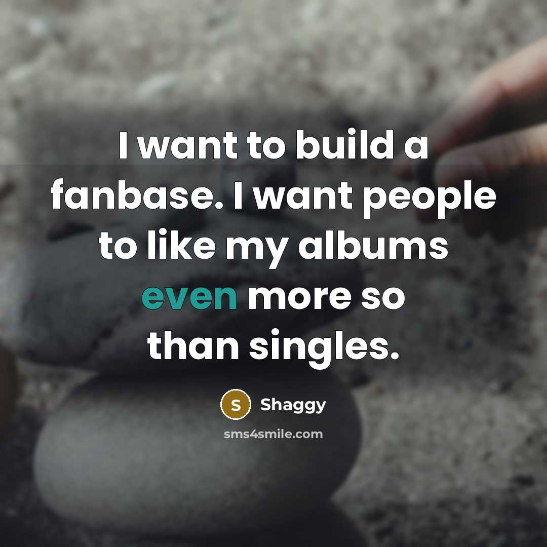 “I want to build a fanbase. I want people to…” quote by Shaggy