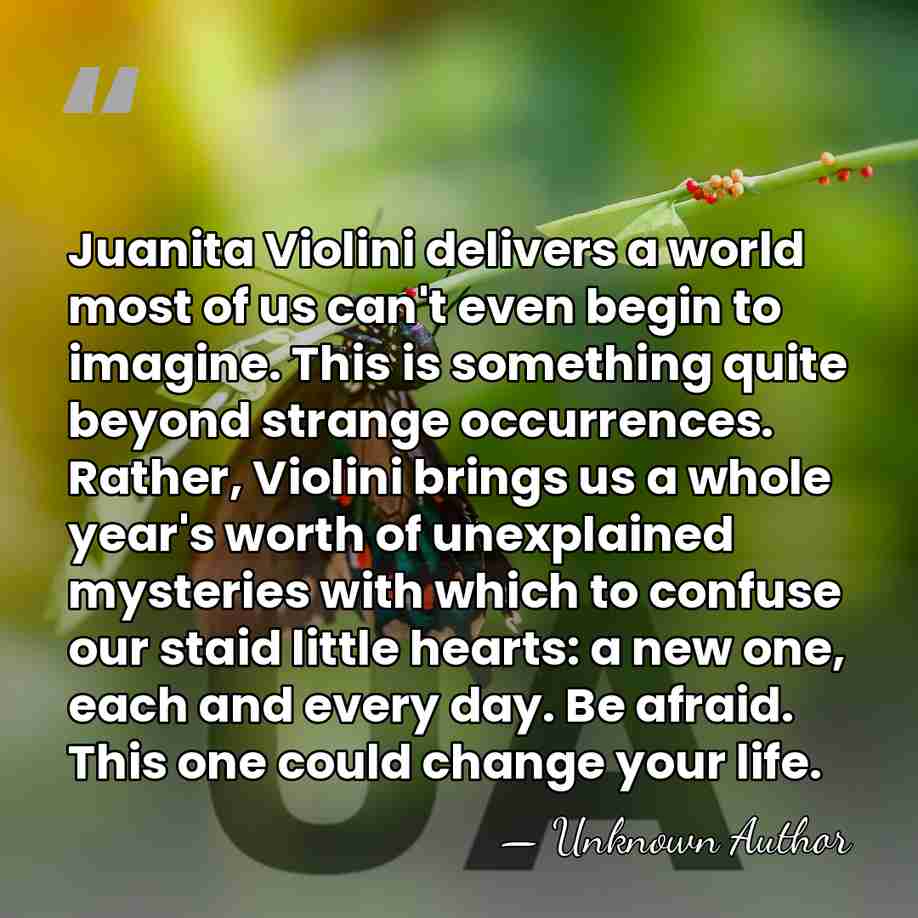 Juanita Violini delivers a world most of us can't even begin to&hellip; - Linda L. Richards
