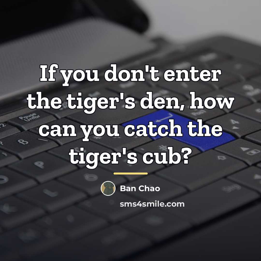 “If you don't enter the tiger's den, how can you…” quote by Ban Chao