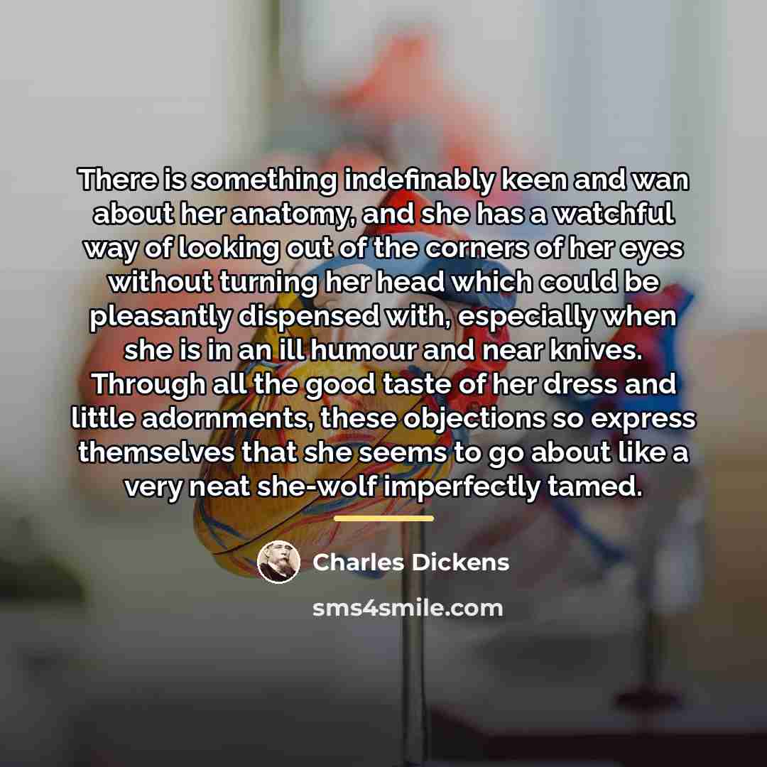 “There is something indefinably keen and wan about her anatomy,…” quote by Charles Dickens