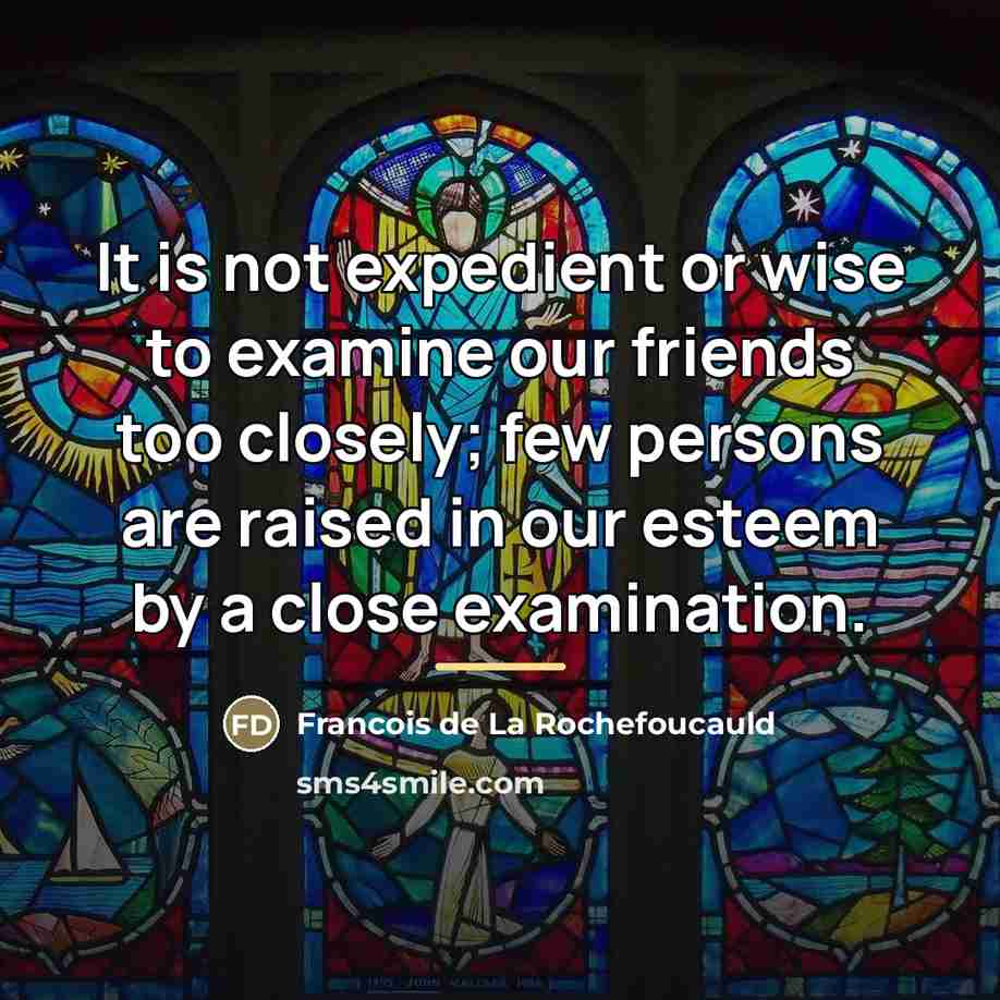 “It is not expedient or wise to examine our friends…” quote by Francois de La Rochefoucauld