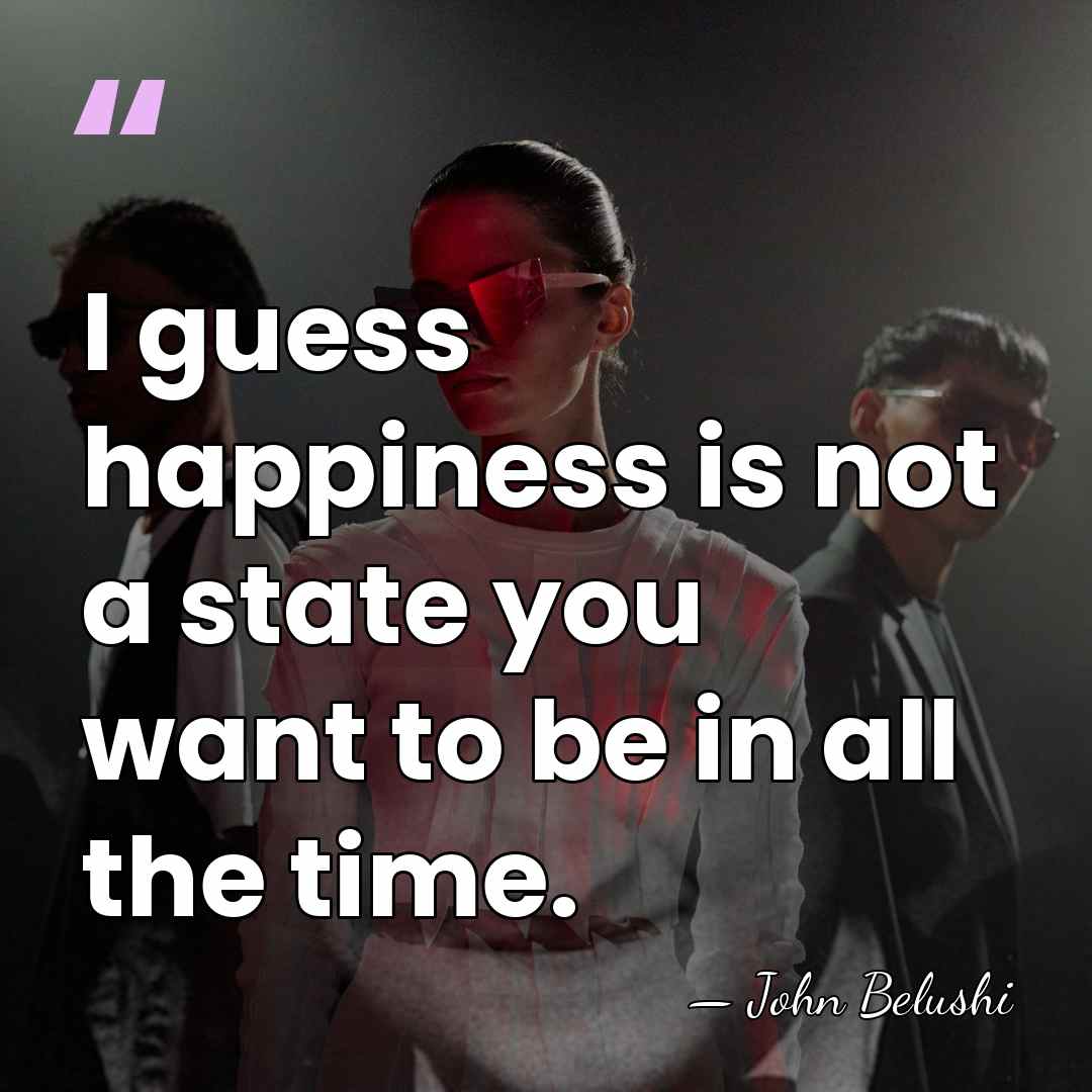 I guess happiness is not a state you want to be in&hellip; - John Belushi