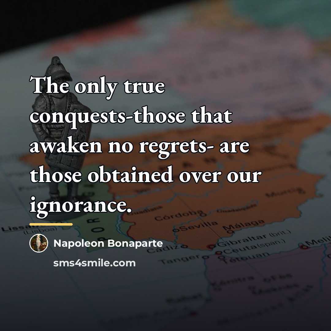 “The only true conquests-those that awaken no regrets- are those…” quote by Napoleon Bonaparte
