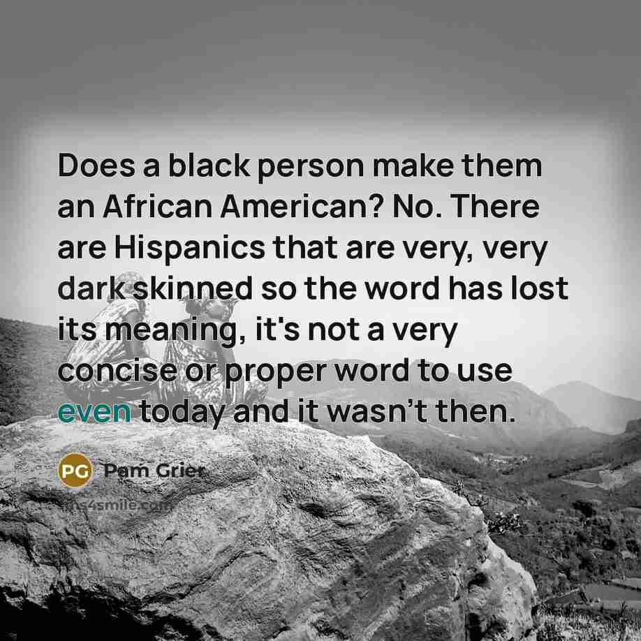 “Does a black person make them an African American? No.…” quote by Pam Grier