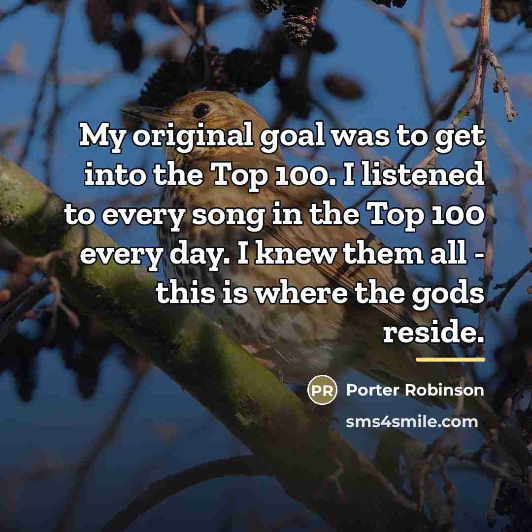 “My original goal was to get into the Top 100.…” quote by Porter Robinson
