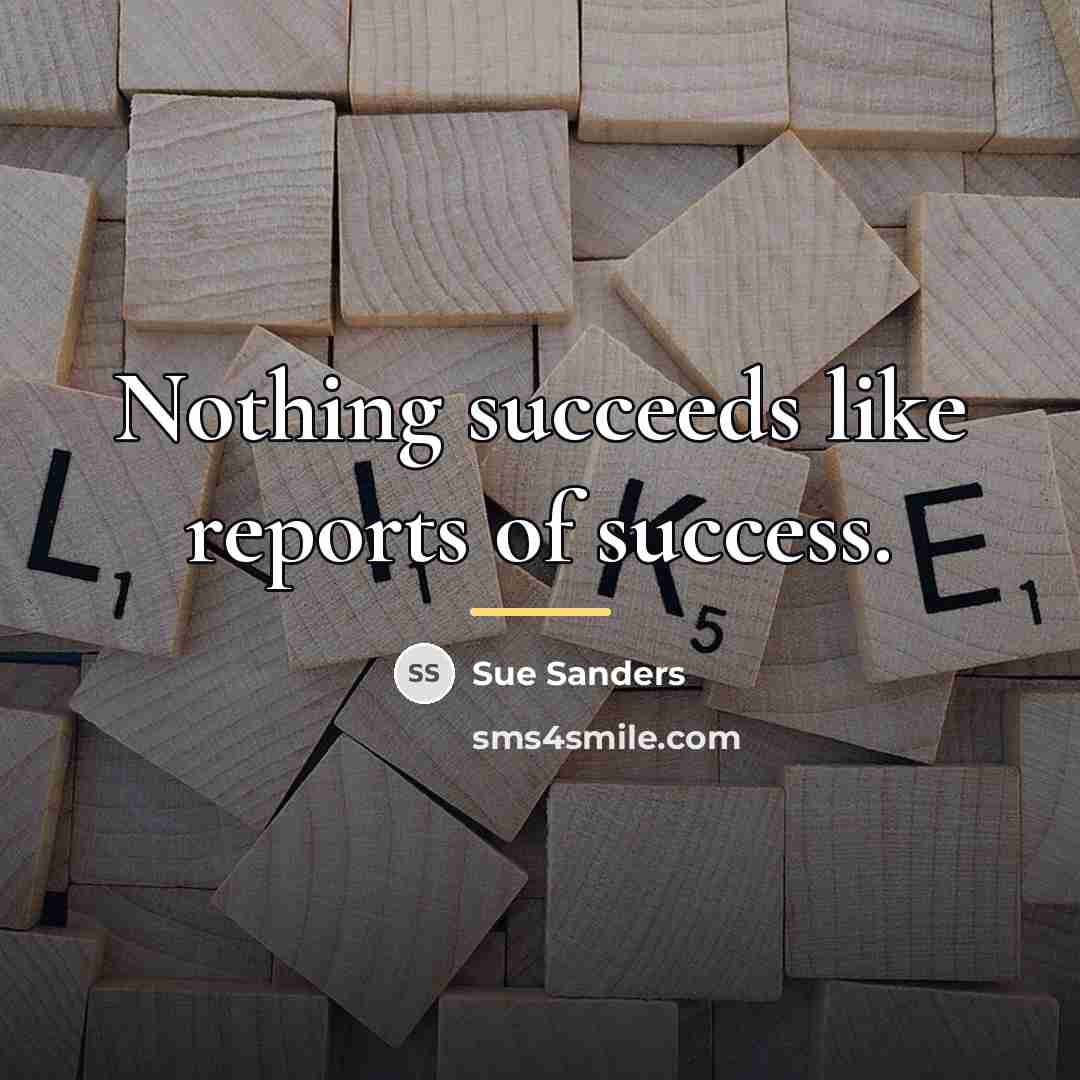 “Nothing succeeds like reports of success.…” quote by Sue Sanders