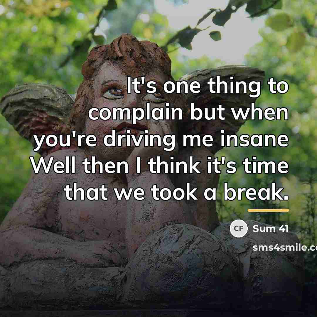 “It's one thing to complain but when you're driving me…” quote by Sum 41