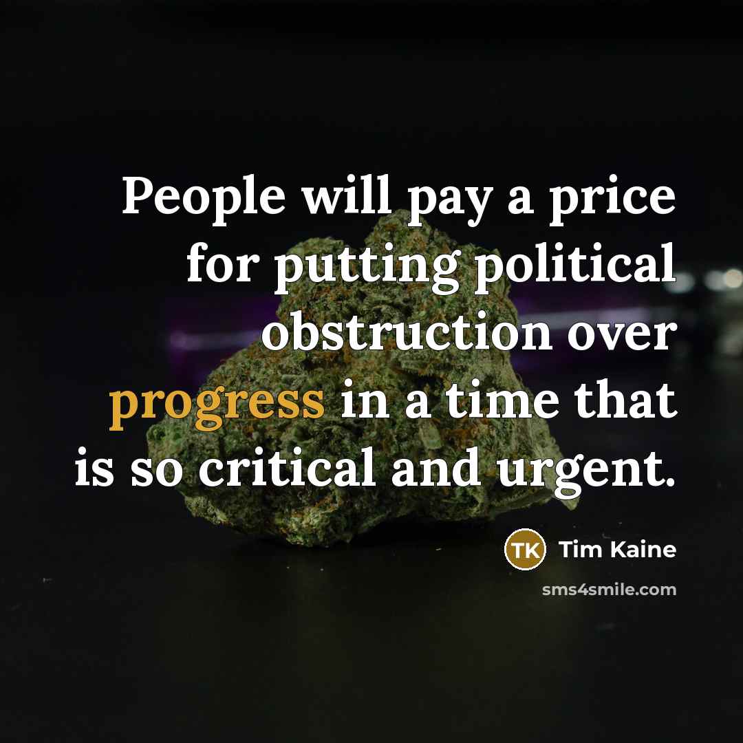 “People will pay a price for putting political obstruction over…” quote by Tim Kaine