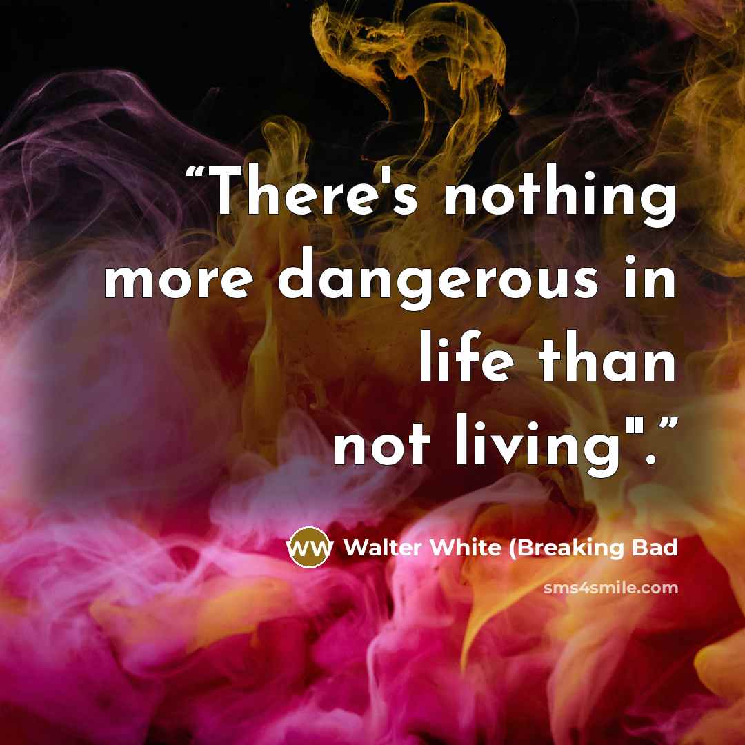“There's nothing more dangerous in life than not living".” quote by Walter White (Breaking Bad