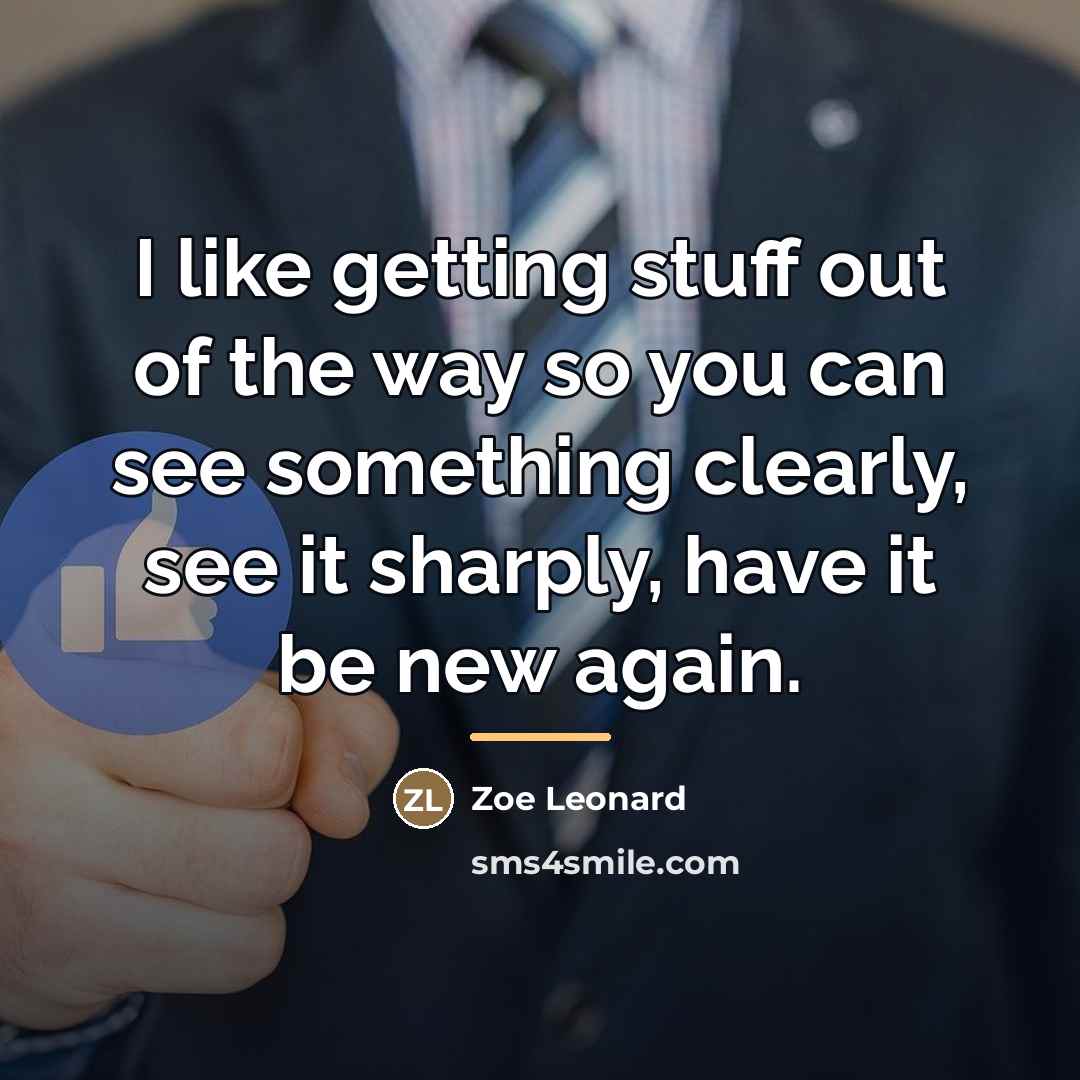 “I like getting stuff out of the way so you…” quote by Zoe Leonard