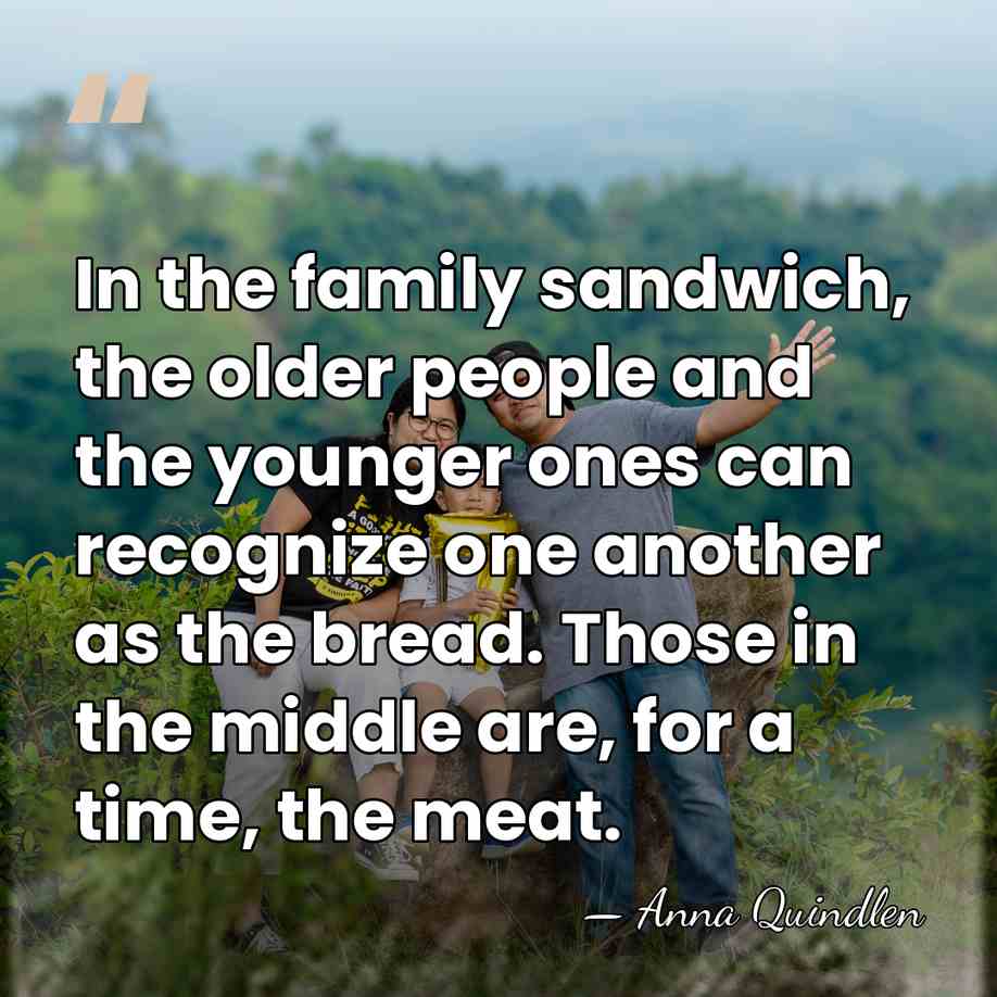 In the family sandwich, the older people and the younger ones can&hellip; - Anna Quindlen