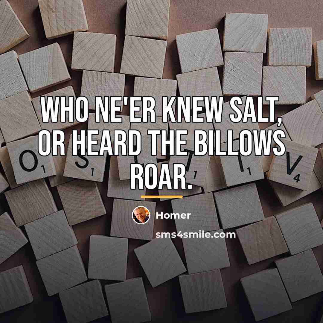 “Who ne'er knew salt, or heard the billows roar.…” quote by Homer