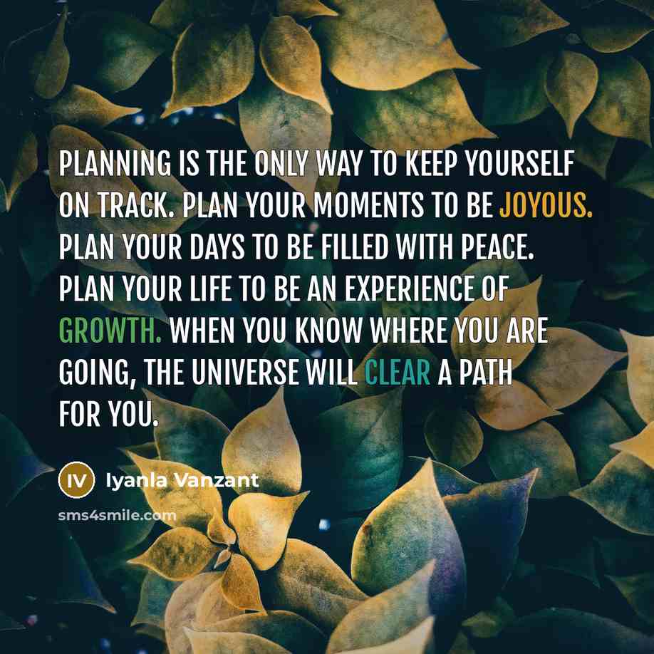 “Planning is the only way to keep yourself on track.…” quote by Iyanla Vanzant