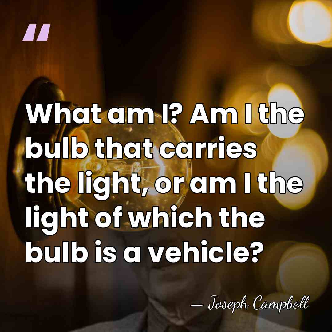 What am I? Am I the bulb that carries the light, or&hellip; - Joseph Campbell