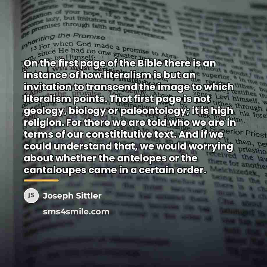 “On the first page of the Bible there is an…” quote by Joseph Sittler