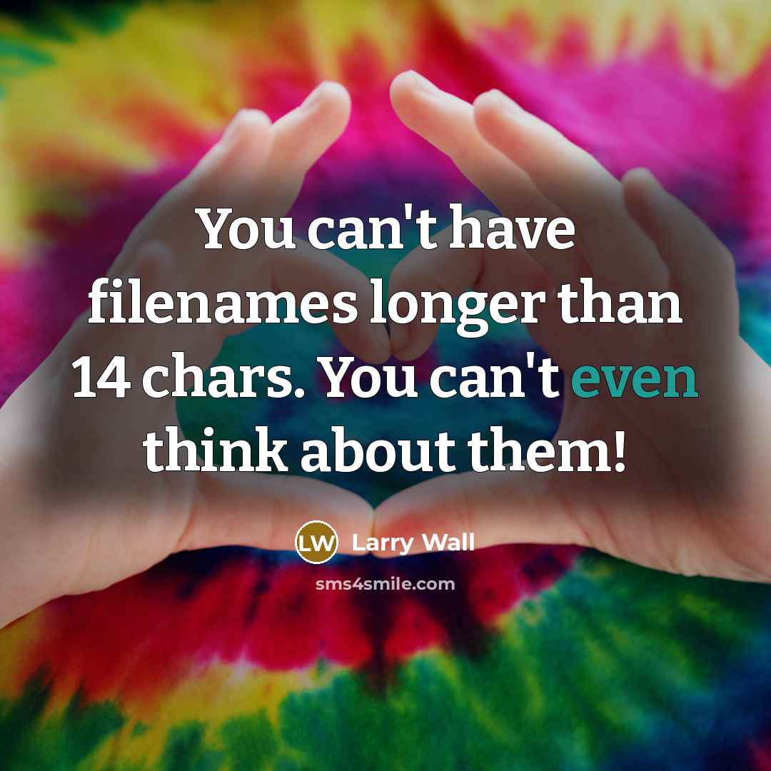 “You can't have filenames longer than 14 chars. You can't…” quote by Larry Wall