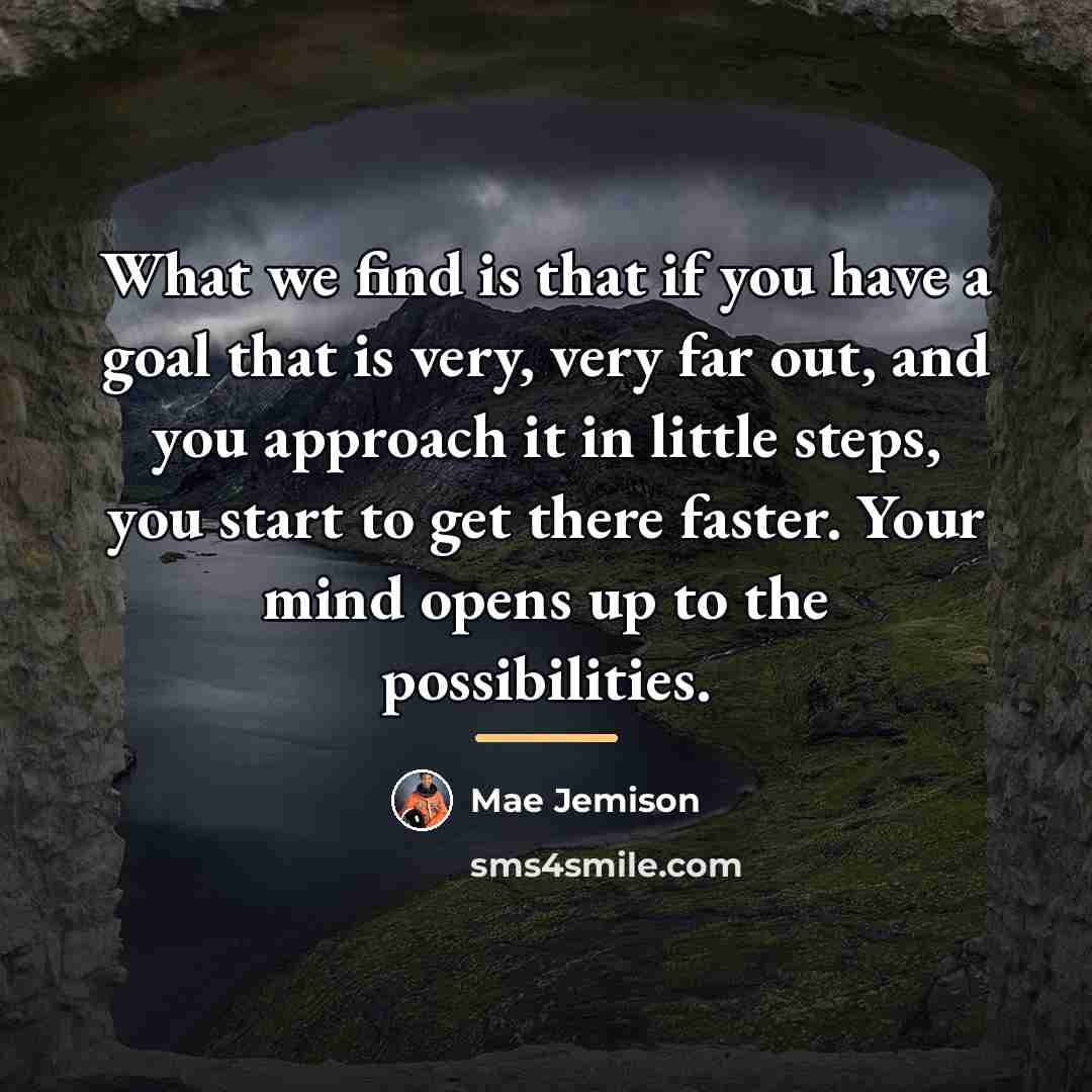 “What we find is that if you have a goal…” quote by Mae Jemison