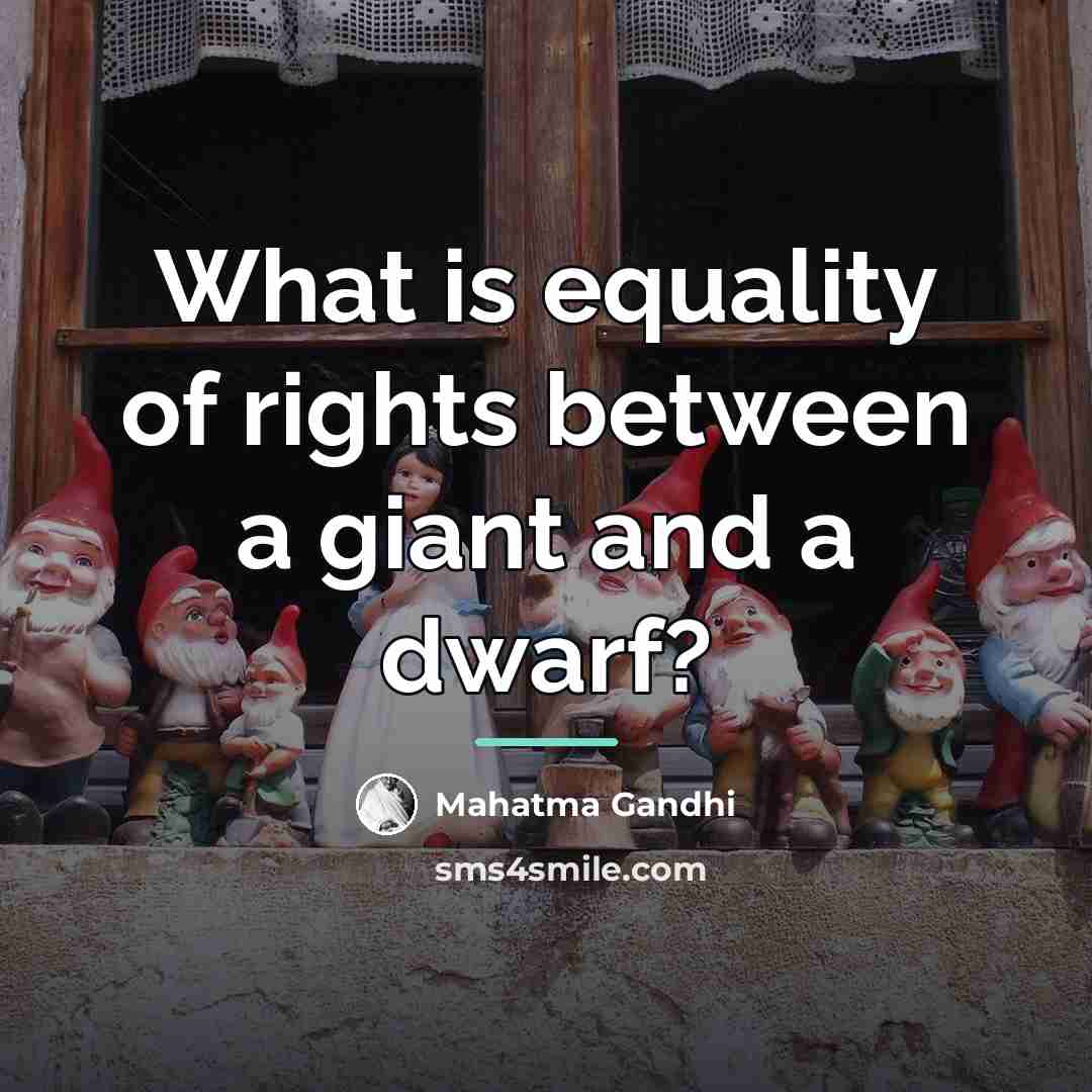 “What is equality of rights between a giant and a…” quote by Mahatma Gandhi