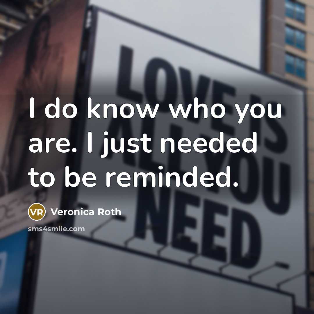 “I do know who you are. I just needed to…” quote by Veronica Roth