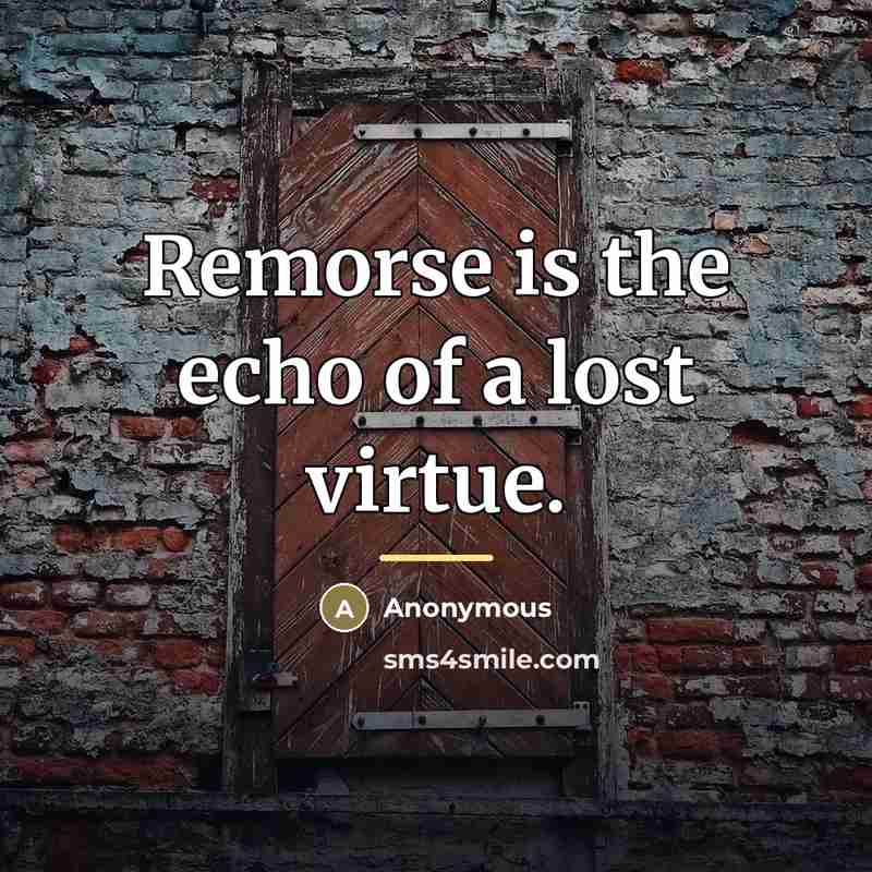 “Remorse is the echo of a lost virtue.…” quote by Anonymous