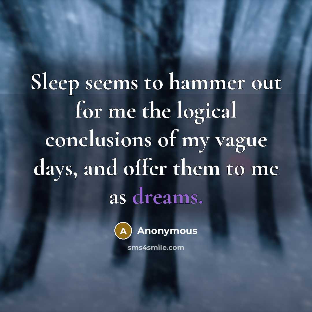 “Sleep seems to hammer out for me the logical conclusions…” quote by Anonymous
