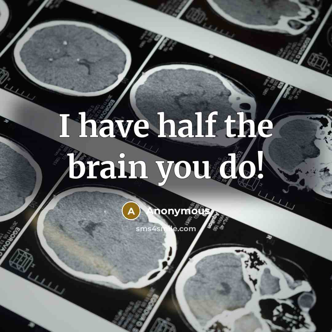 “I have half the brain you do!” quote by Anonymous