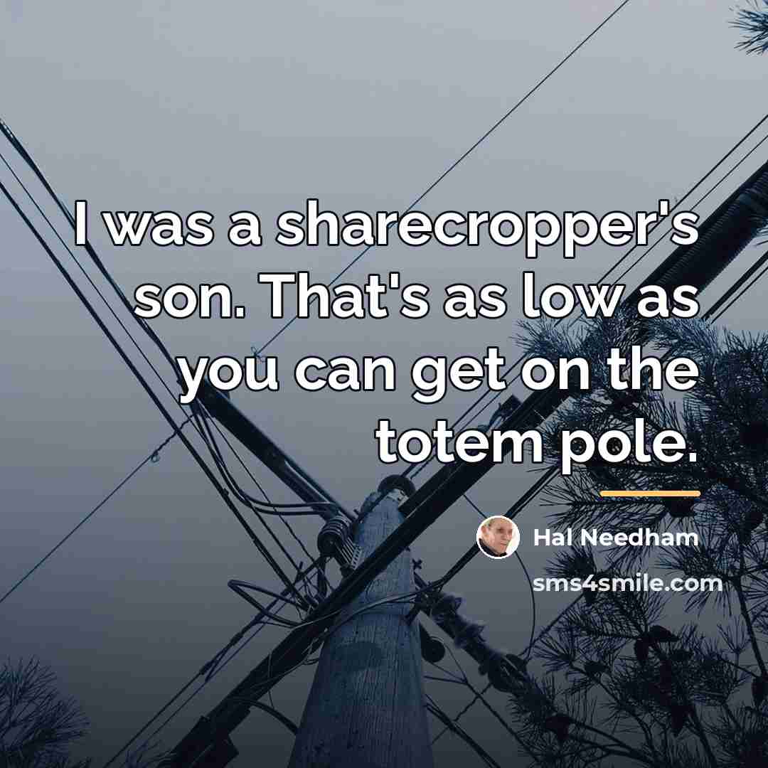 “I was a sharecropper's son. That's as low as you…” quote by Hal Needham