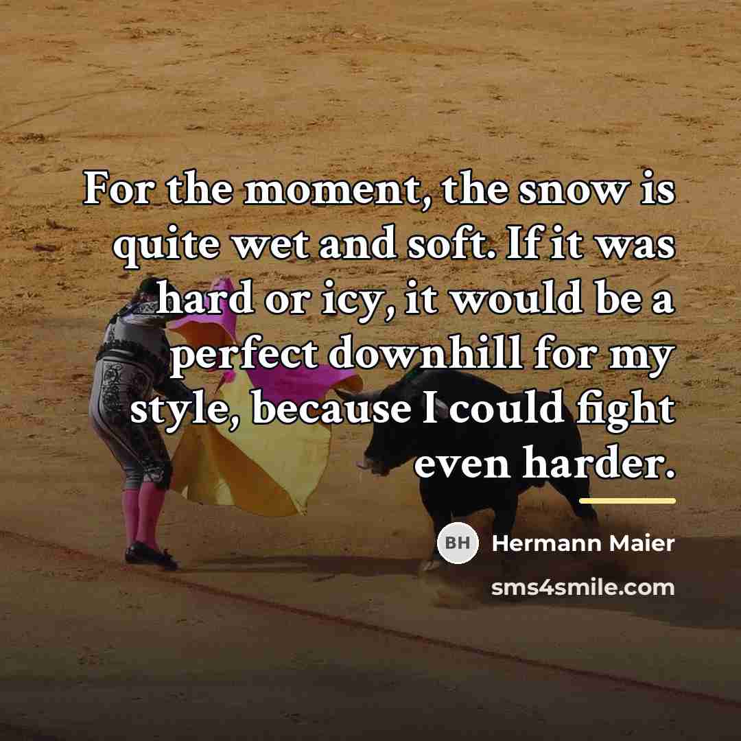 “For the moment, the snow is quite wet and soft.…” quote by Hermann Maier