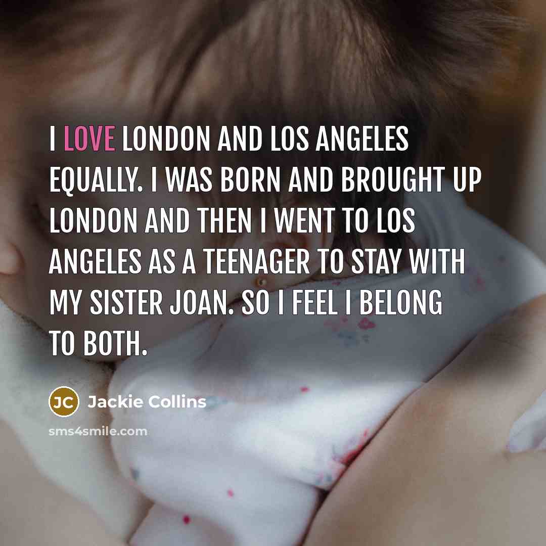 “I love London and Los Angeles equally. I was born…” quote by Jackie Collins