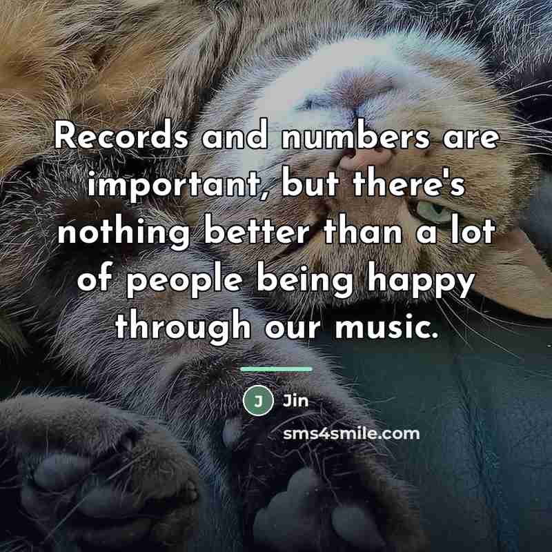 “Records and numbers are important, but there's nothing better than…” quote by Jin