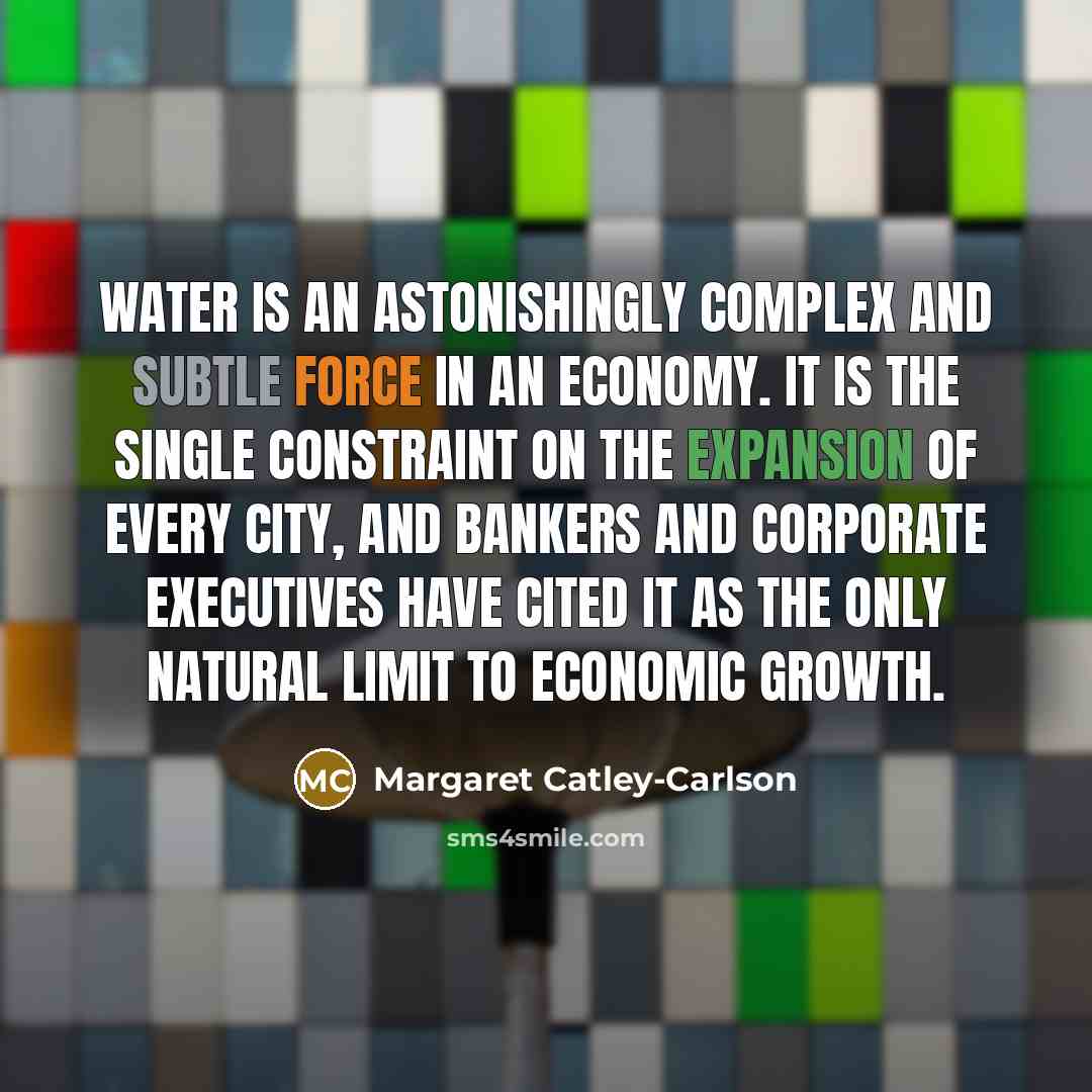 “Water is an astonishingly complex and subtle force in an…” quote by Margaret Catley-Carlson