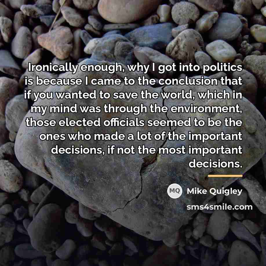 “Ironically enough, why I got into politics is because I…” quote by Mike Quigley