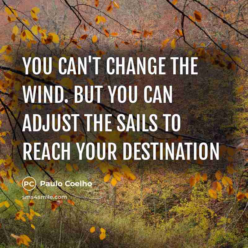 “You can't change the wind. But you can adjust the…” quote by Paulo Coelho