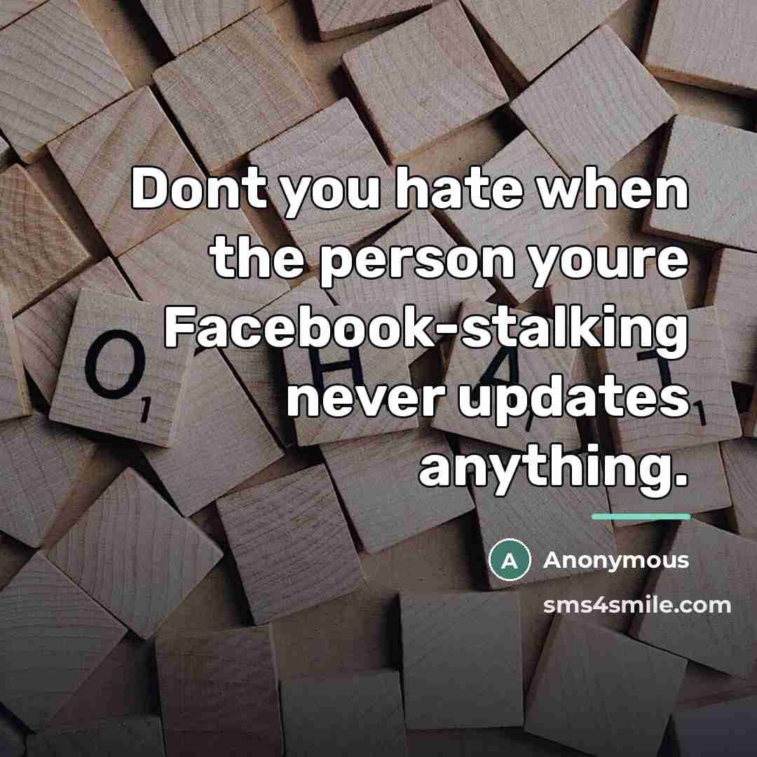 “Dont you hate when the person youre Facebook-stalking never updates…” quote by Anonymous