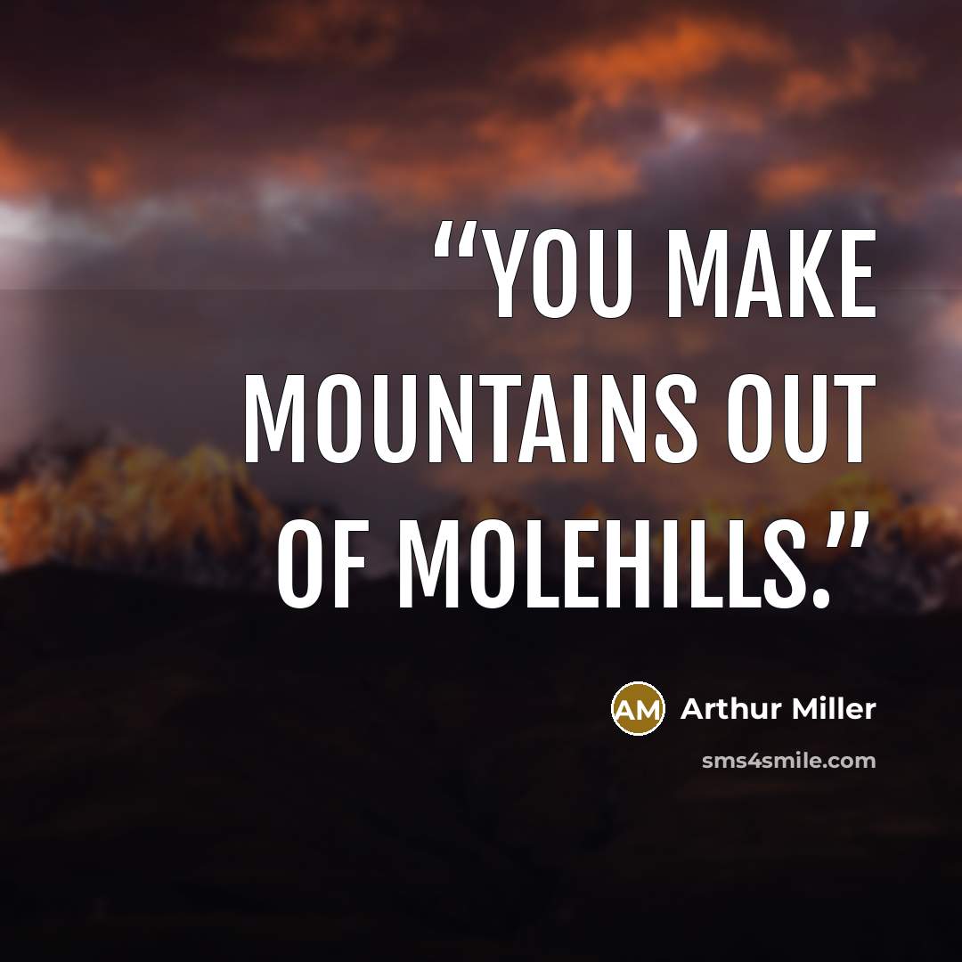 “You make mountains out of molehills.” quote by Arthur Miller